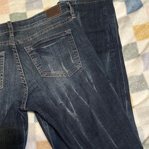 A25.. Dear John Women's playback distressed straight cropped Jeans in Dark Blue